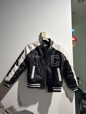 Leather Varsity Bomber Jacket